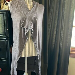 Greige Modal Button-Down Cardigan Vest